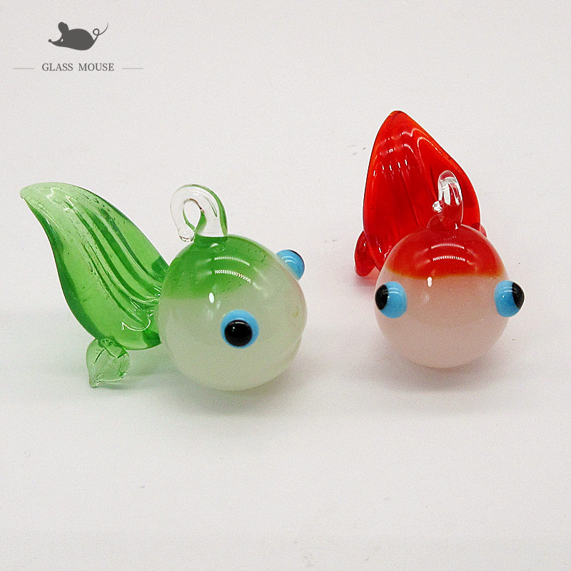 Aquarium Mini Fish - Mini estatueta artesanal de vidro jade